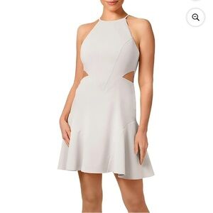 NWT LIV FOSTER HALTER MINI COCKTAIL AND PARTY CUTOUT DRESS IVORY WHITE SIZE 10